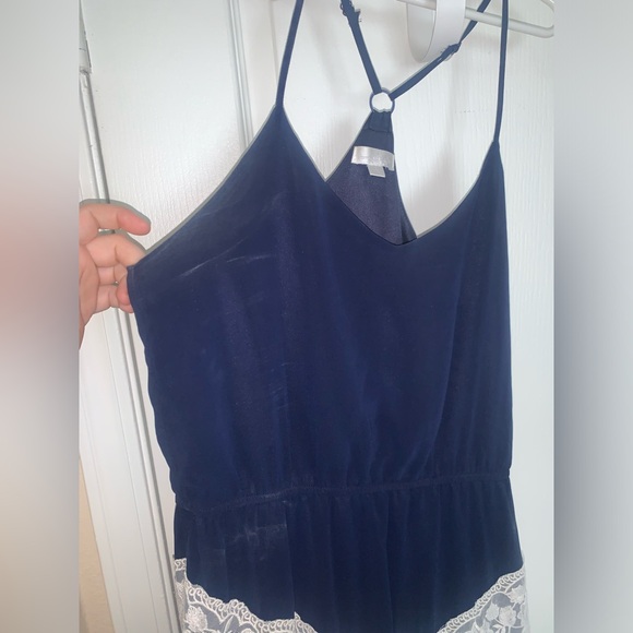 Charming Charlie Navy and White Floral Lace Long Maxi Dress - Picture 3 of 14